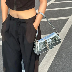 Fashion Metallic Silver Women Handbags Luxury Designer Bag Alligator Shoulder Crossbody Bags