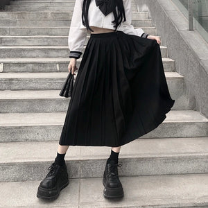Pleated Skirts Women S-5XL Vintage Young basic Leisure Korean All-match Spring High Waist