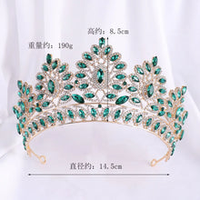 Laden Sie das Bild in den Galerie-Viewer, Pink Opal Wedding Big Crown Princess Headdress Crystal Tiaras Rhinestone Diadem Hair Jewelry