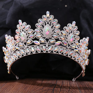 Luxury Silver Color AB Crystal Bridal Tiaras Crown Headband Wedding Hair Jewelry l29