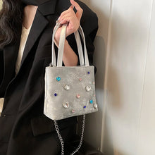 Charger l&#39;image dans la galerie, Y2K Cute Diamonds Design Mini Velvet Shoulder Bags for Women PU Leather Chain Crossbody Bag