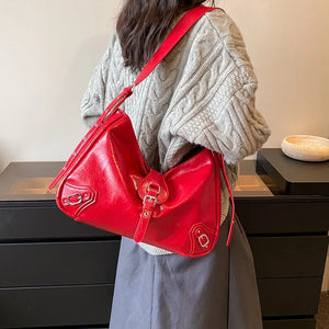 Fashion Retro Leather Hobo Handbag for Women Tendy Large Casual Shoulder Bag e09