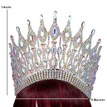 Cargar imagen en el visor de la galería, Luxury Big Wedding Crown Crystal Large Round Queen Wedding Hair Accessories y101