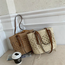 画像をギャラリービューアに読み込む, Big Straw Bucket Bag for Women 2024 Summer Trendy Weave Beach Basket Top Handle Handbags