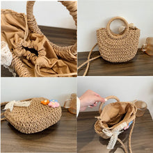 Laden Sie das Bild in den Galerie-Viewer, New Summer Handmade Bags for Women Beach Weaving Straw basket Wrapped Beach Bag a150