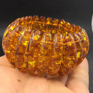 Natural Golden Flower Amber Bracelet Women Healing Jewelry