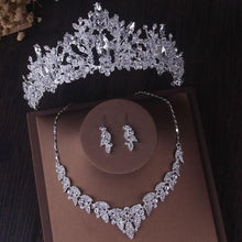 Load image into Gallery viewer, Silver Color Crystal Bridal Jewelry Sets Rhinestone Tiaras Crown Necklace Earrings bj16 - www.eufashionbags.com