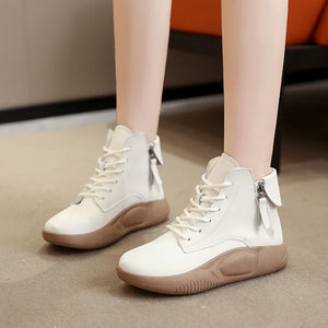 Women Casual Shoes Warm Short Plush Ankle Boots Lace Up Platform Shoes k03
