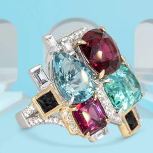 Carica l&#39;immagine nel visualizzatore di Gallery, Colorful Cubic Zirconia Women Rings for Party Two Tone Personality Finger Rings