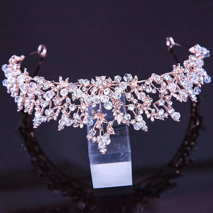 Princess Crown Handmade Crystal Tiaras Headdress Royal Queen Wedding Hair Jewelry Bridal Head Accessories