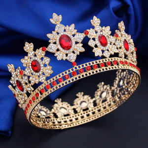 Baroque Royal Queen King Round Tiaras and Crowns for Bridal Wedding Crown Headdress Diadem Birthday Gift