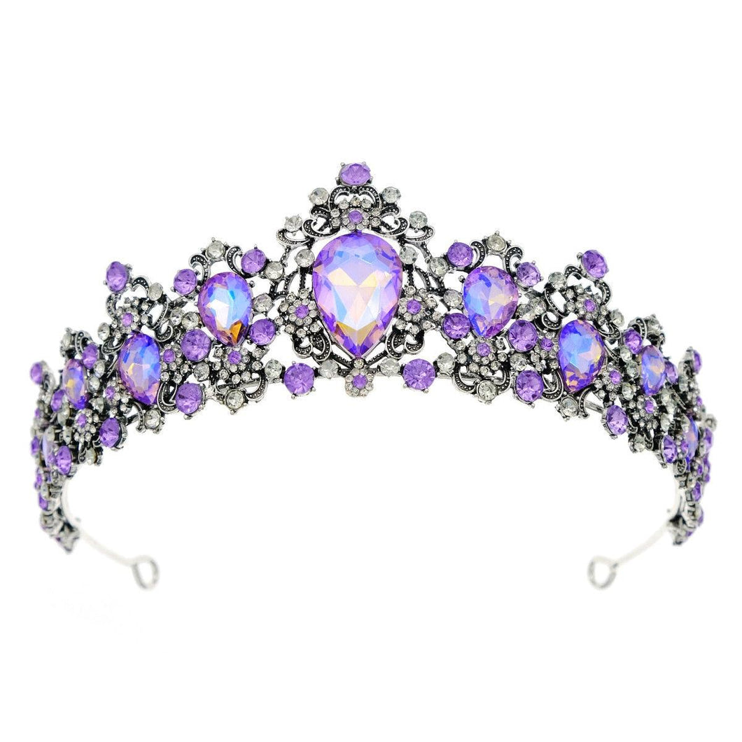 Purple Crystal Heart Tiaras Crown Rhinestone Pageant Diadema Headpieces Wedding Hair Accessories bc110 - www.eufashionbags.com
