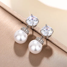 Carica l&#39;immagine nel visualizzatore di Gallery, Fancy Women Imitation Pearl Dangle Earrings Silver Color Modern Accessories Wedding Party Elegant Jewelry