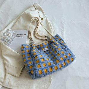 Fashion Soft Plush Shoulder Bag for Women Trendy Tote Bag Purse l30 - www.eufashionbags.com