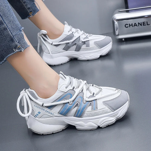 Mesh Casual Platform Sneakers Sports Shoes for Women Lace Up Sports Shoes  x49