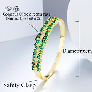 Fancy Green Cubic Zirconia Pave Bangle Gold Plated Wedding Bangle for Women b69