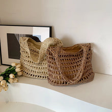 Charger l&#39;image dans la galerie, New Summer Straw Bag for Women Straw Shoulder Bags Rattan Woven Hollow Beach Bag a188