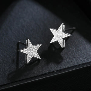 Luxury Five Star Stud Earrings Shiny Cute Star Women's Earings
