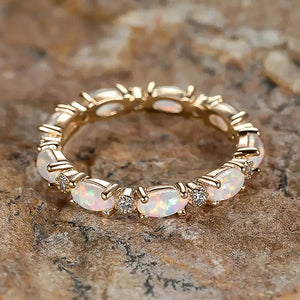 Imitation Opal Promise Rings for Women Daily Wear Accessories Gift Fashion Jewelry