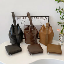 Charger l&#39;image dans la galerie, 2 PCS/Set Fashion PU Leather Shoulder Bag for Women Solid Color Purses w39