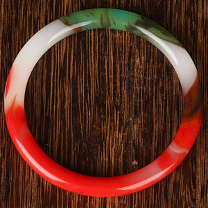 Colorful Jade Bangles Chinese Carved Retro Natural Jade Round Bracelet Holiday Gift