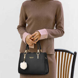 Women Handbags Large Tote Bag Square Shoulder Bags Bolsas Femininas Sac PU Leather Hairball Crossbody Bag