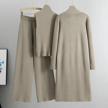 Laden Sie das Bild in den Galerie-Viewer, Spring Autumn 3 Piece Women Cardigan Tracksuits Fashion Knitted Pant Set Sweater Suit