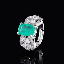 Carica l&#39;immagine nel visualizzatore di Gallery, Fashion Square Paraiba Crystal Adjustable Ring Flower Nail Charms Bride Couple x01
