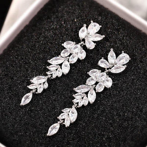 Long Pendant Drop Earrings Women Zirconia Engagement Jewelry he15 - www.eufashionbags.com