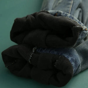 Winter Plus Velvet Harem Baggy Jeans Women Warm Thicken Denim Pant High Waist Capris Casual Fleece Vaqueros Pantalon