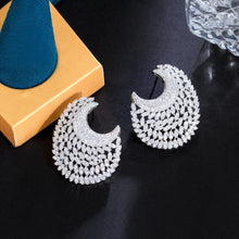 Load image into Gallery viewer, Glittering Half Round Moon Cubic Zirconia Earrings Luxury Women Wedding Jewelry cw21 - www.eufashionbags.com