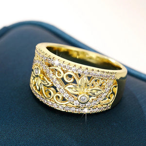 Aesthetic Hollow Leaf Finger Ring for Women Wedding Band Rings n101