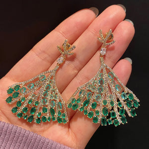 High Quality Green Sector Earrings Small Skirt Temperament Retro Trendy Wedding Accessories