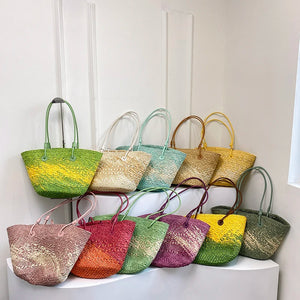Big Straw Underarm Bags for Women 2024 Fashion Summer Shoulder Bags Travel Handbags