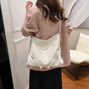 Belt Design Small PU Leather Shoulder Bag for Women 2024 Y2K Fashion Handbags Silver Crossbody Bags