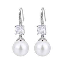 Cargar imagen en el visor de la galería, Fashion 14mm White Pearl Pendant Earrings Women&#39;s Jewelry Wedding Anniversary Macrame Party Accessory