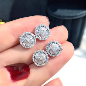 Round Stud Earrings with CZ Crystal Ear Piercing Accessories for Women Fashion Earrings