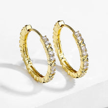 Carica l&#39;immagine nel visualizzatore di Gallery, Fashion Women&#39;s Earrings Gold Color Hoops with Cubic Zirconia Female Metal Earrings