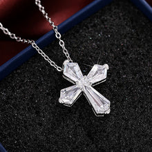 Charger l&#39;image dans la galerie, Cross Pendant Necklace with Crystal Cubic Zircon Trendy Wedding Accessories Silver Color Jewelry