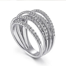 Charger l&#39;image dans la galerie, Trendy Women Luxury Wedding Zirconia Cross Finger Ring Fashion Jewelry hr25 - www.eufashionbags.com