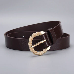 Luxury PU Leather Belt For Women New Gold Pin Buckle Designer High Quality Trouser Belts