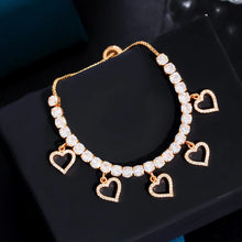Cargar imagen en el visor de la galería, Luxury Cubic Zirconia Love Heart Charms Bracelets for Women Trendy Gift b62