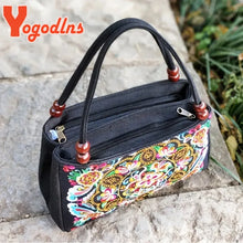 Carica l&#39;immagine nel visualizzatore di Gallery, Fashion Embroidery Women handbags National Floral Embroidered Top-handle bags Single-layer Beading Falp Carrier