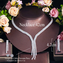 画像をギャラリービューアに読み込む, Shiny Cubic Zirconia Long Jewelry Sets for Women Tassel Wedding Costume b125
