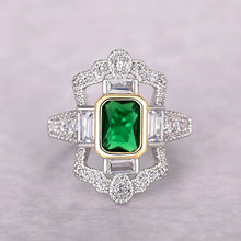 Load image into Gallery viewer, Hollow Green CZ Women Rings Two Tone Design Lady&#39;s Finger Accessories