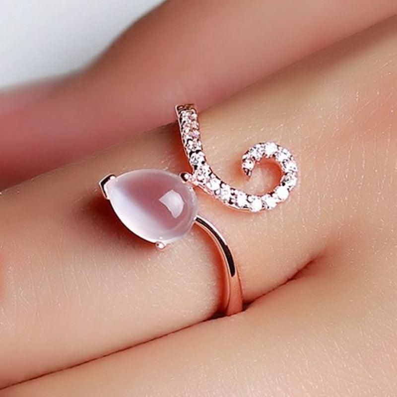 Pink Imitation Opal Finger Ring for Women hr165 - www.eufashionbags.com