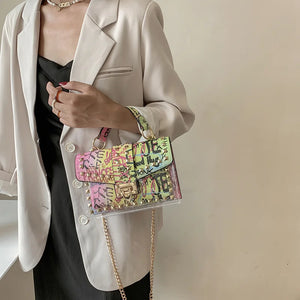 Women Studded Graffiti Crossbody Bags Fashion Shoulder Bag Luxury Designer Handbags High Quality