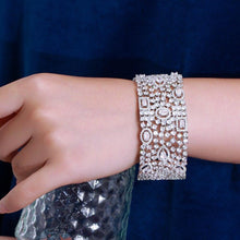 Load image into Gallery viewer, Luxury Chunky Cubic Zirconia Pave Wide Bridal Cuff Bangles for Women cb33 - www.eufashionbags.com