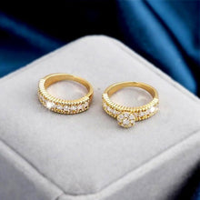 Load image into Gallery viewer, Gold Color 2Pcs/Set Zirconia Rings for Women Graceful Accessories hr33 - www.eufashionbags.com
