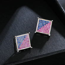 Load image into Gallery viewer, Blue Color Stud Earrings Micro-set Zirconia Rule Square Trendy Women Daily Gift